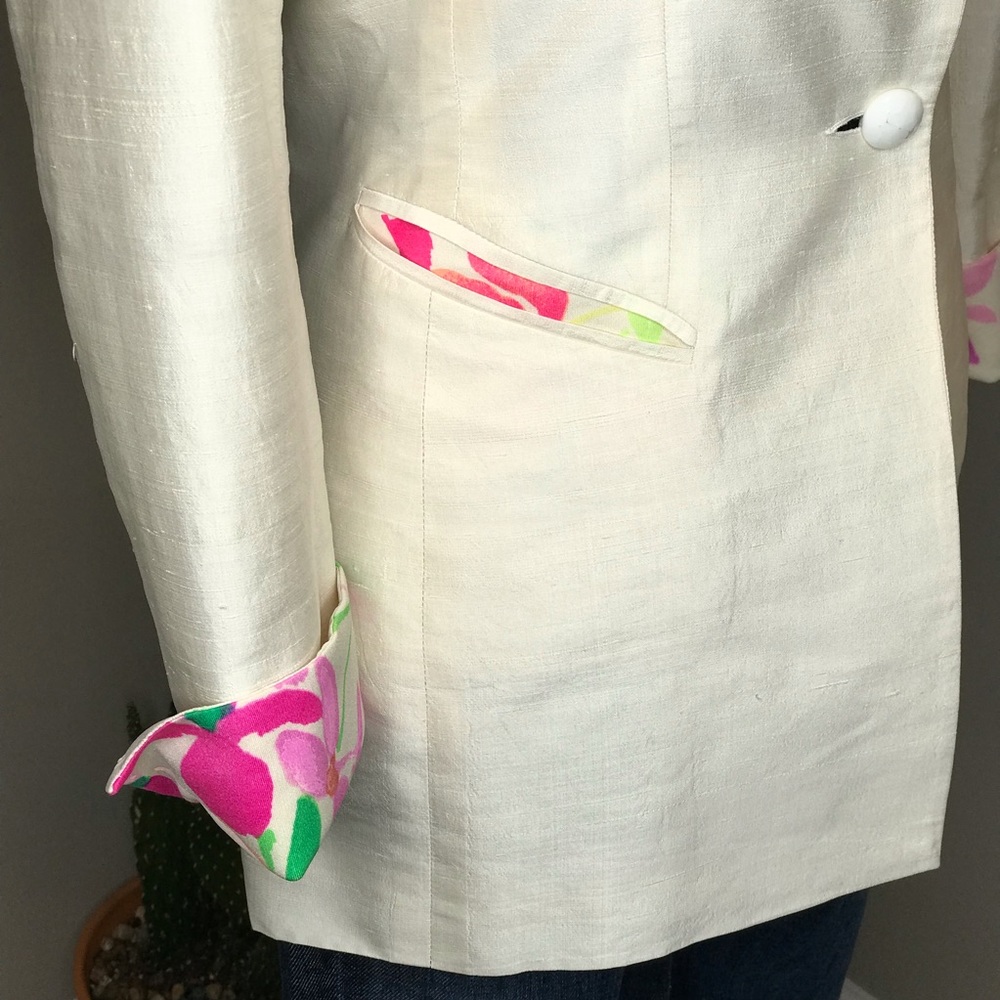 Leonard Paris 100% Silk Suit Blazer Size Medium - Picture 5 of 8
